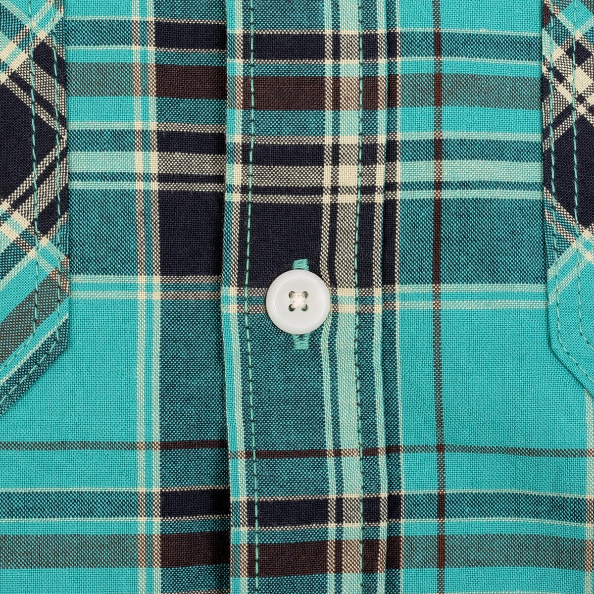 IHSH-356-GRN 5oz Selvedge Madras Check Work Shirt - Green - 10