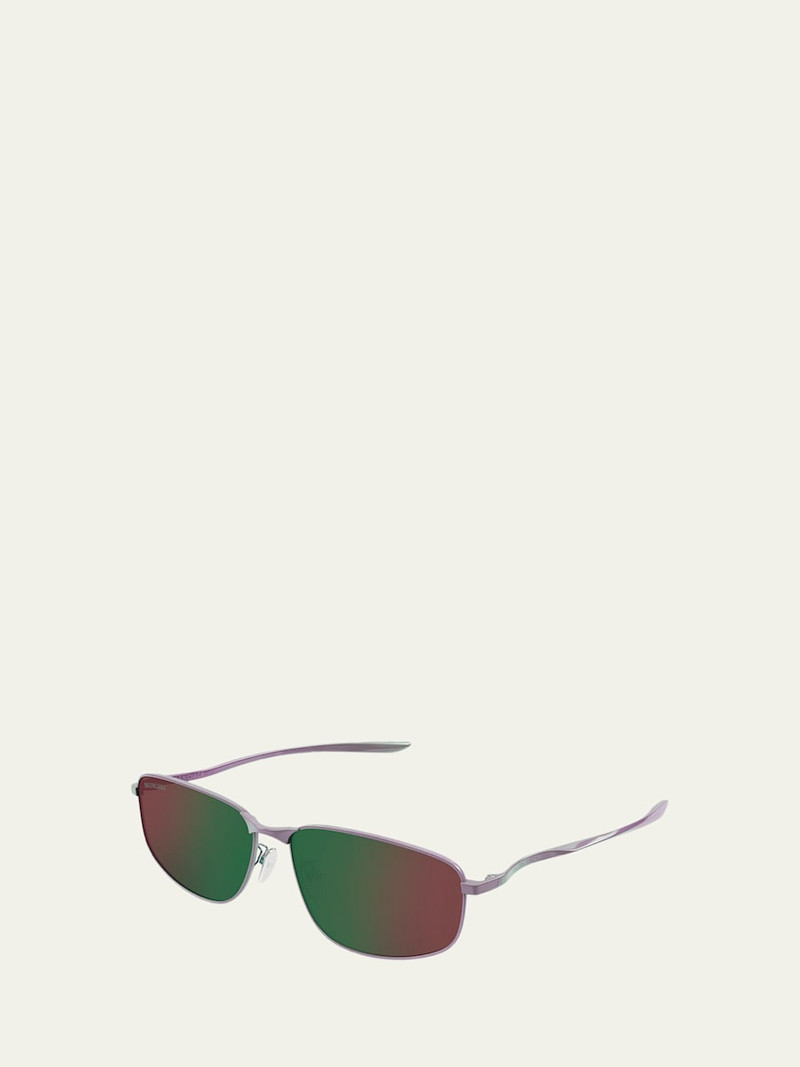 BALENCIAGA Men's BB0494SA-005 Metal and Nylon Rectangle Sunglasses outlook