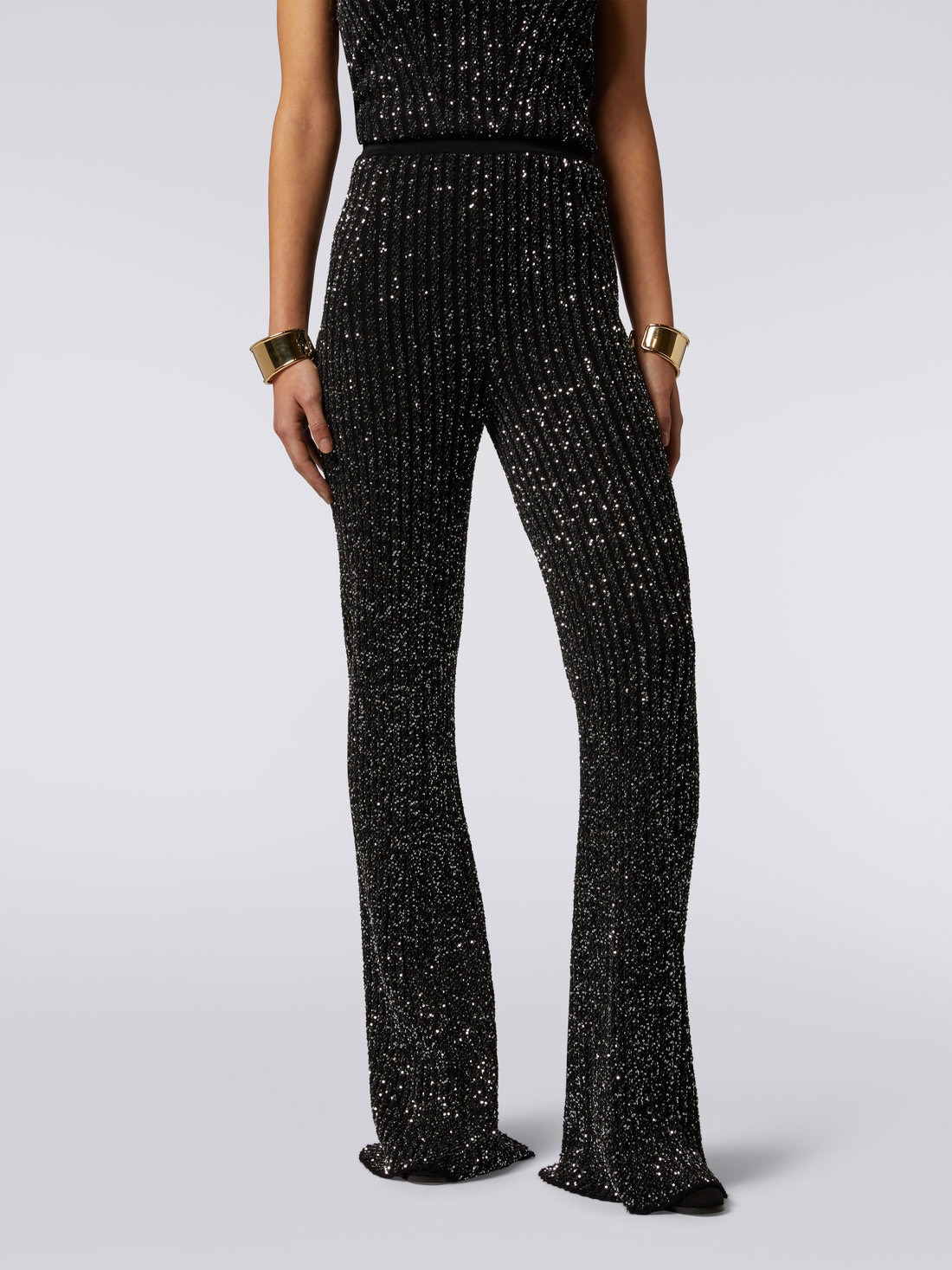 Viscose blend flared trousers with sequins - 5