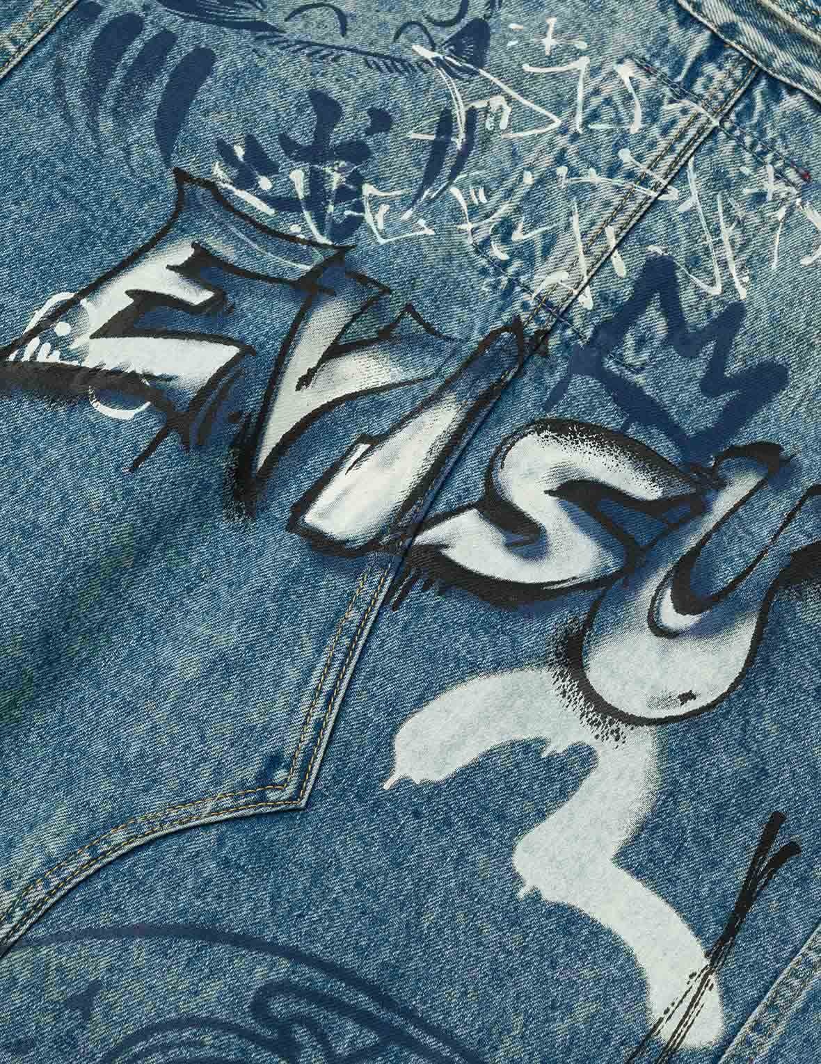 Graffiti Prints Regular Fit Denim Jacket - 5