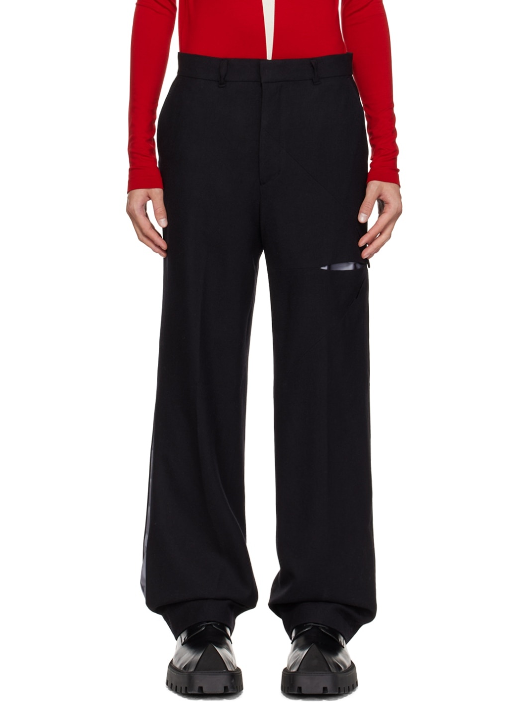 Black Cutout Trousers - 1
