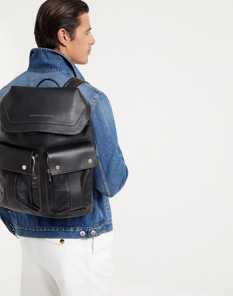 Grained calfskin leisure backpack 4