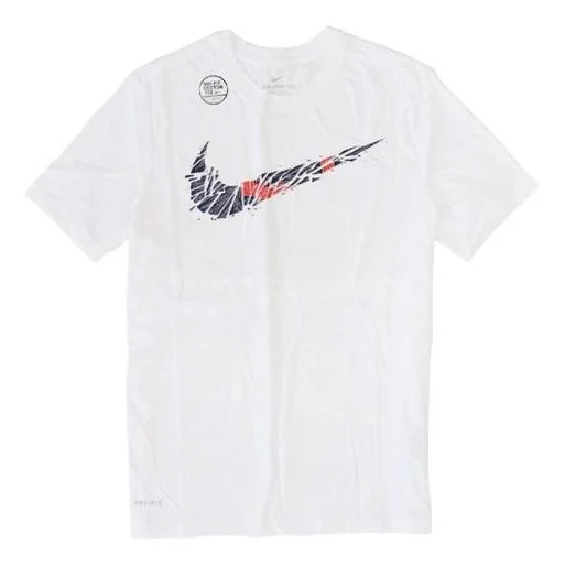 Nike DRI-FIT Big Swoosh Basketball Round Neck Short Sleeve White BQ3658-100 - 1