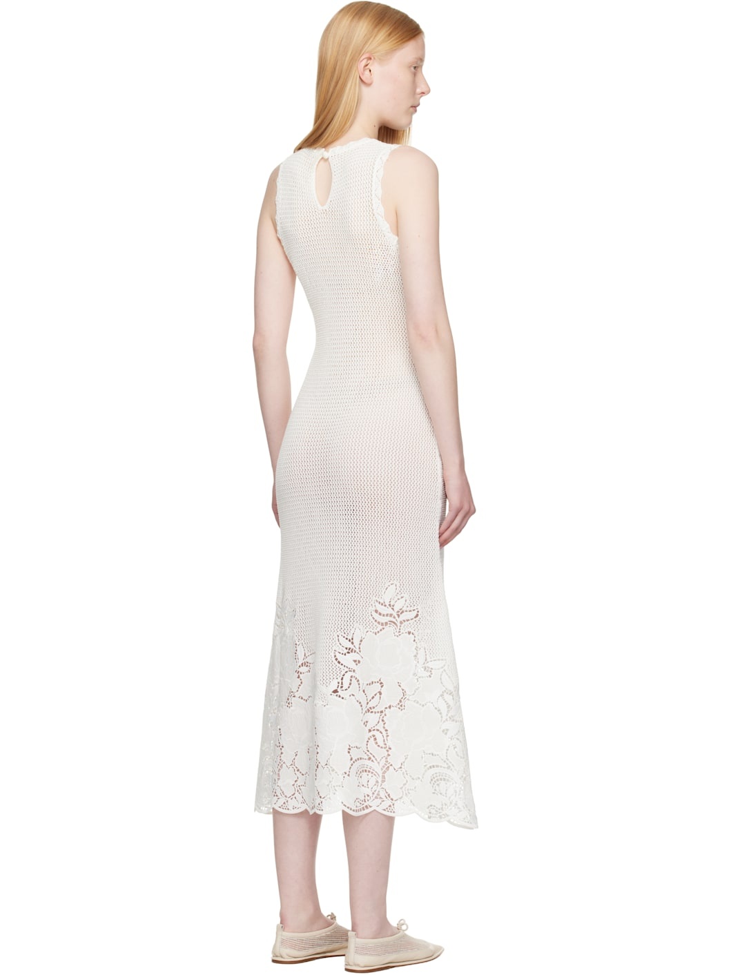 White Sleeveless Midi Dress - 3