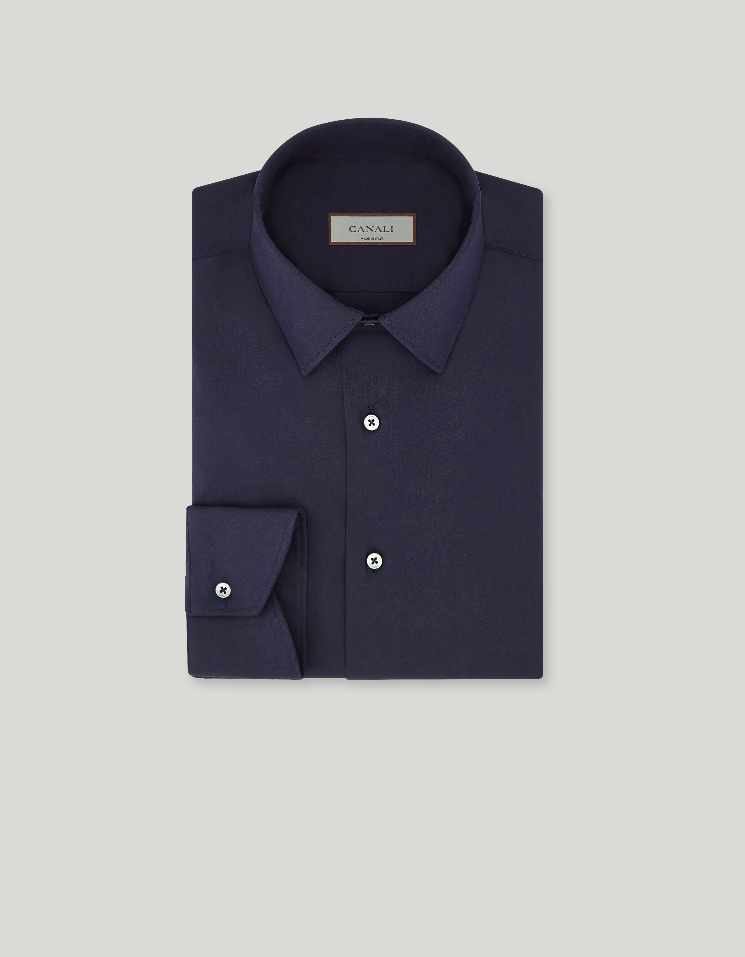 NAVY BLUE TRAVEL STRETCH COTTON REGULAR-FIT SHIRT - 1