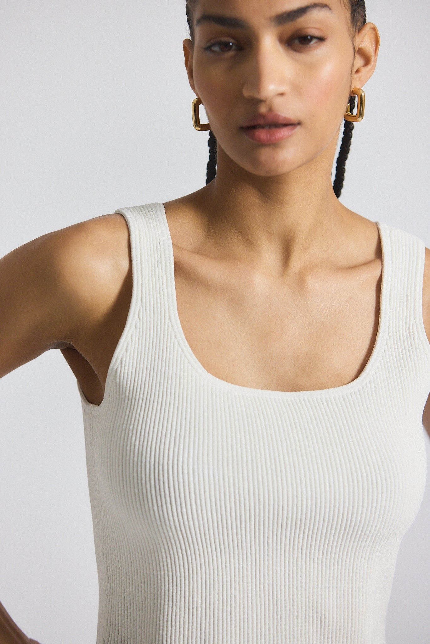 SAIN RIB KNIT SWEATER TANK - 2
