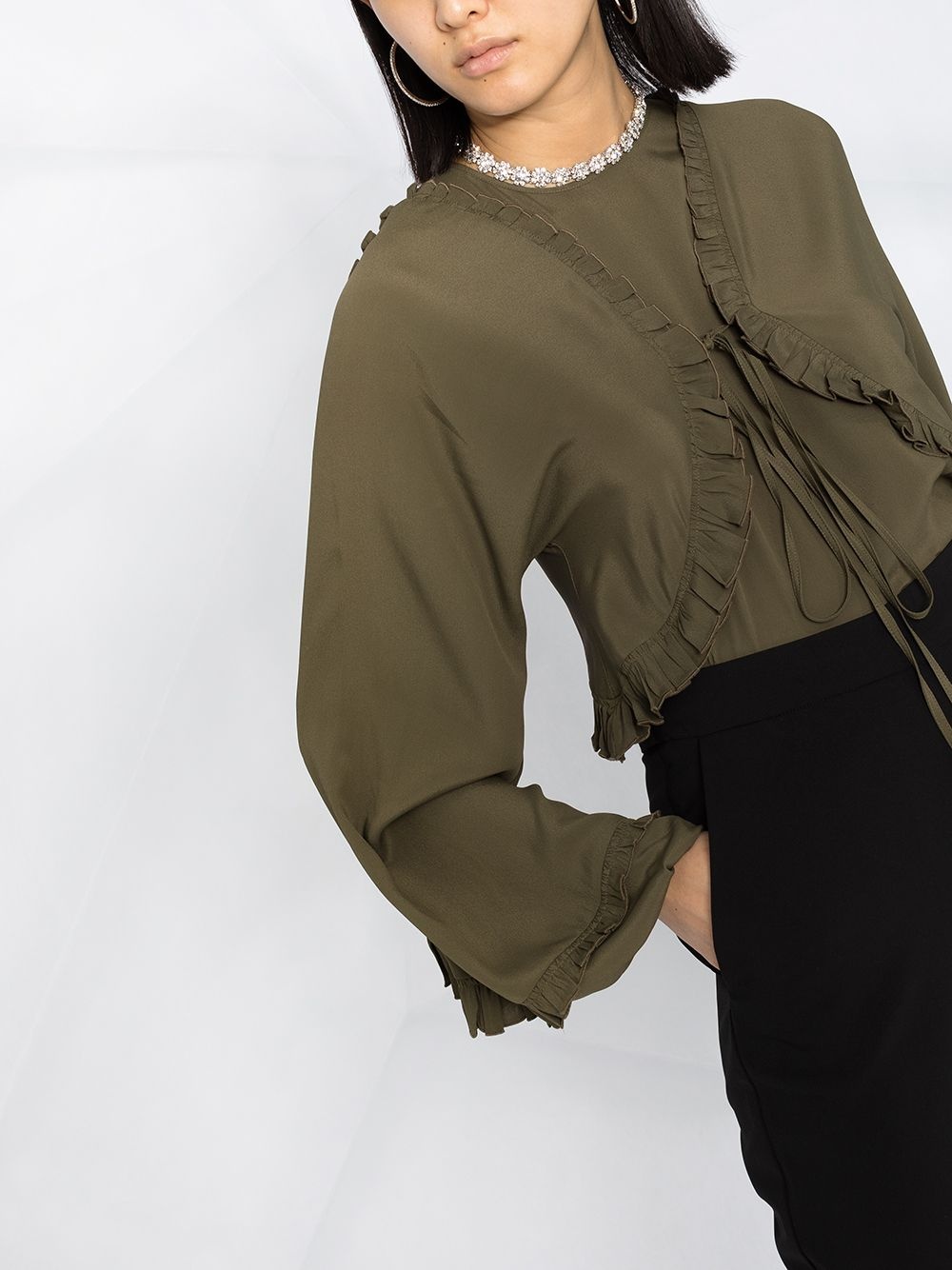 tie-front puff-sleeve blouse - 5