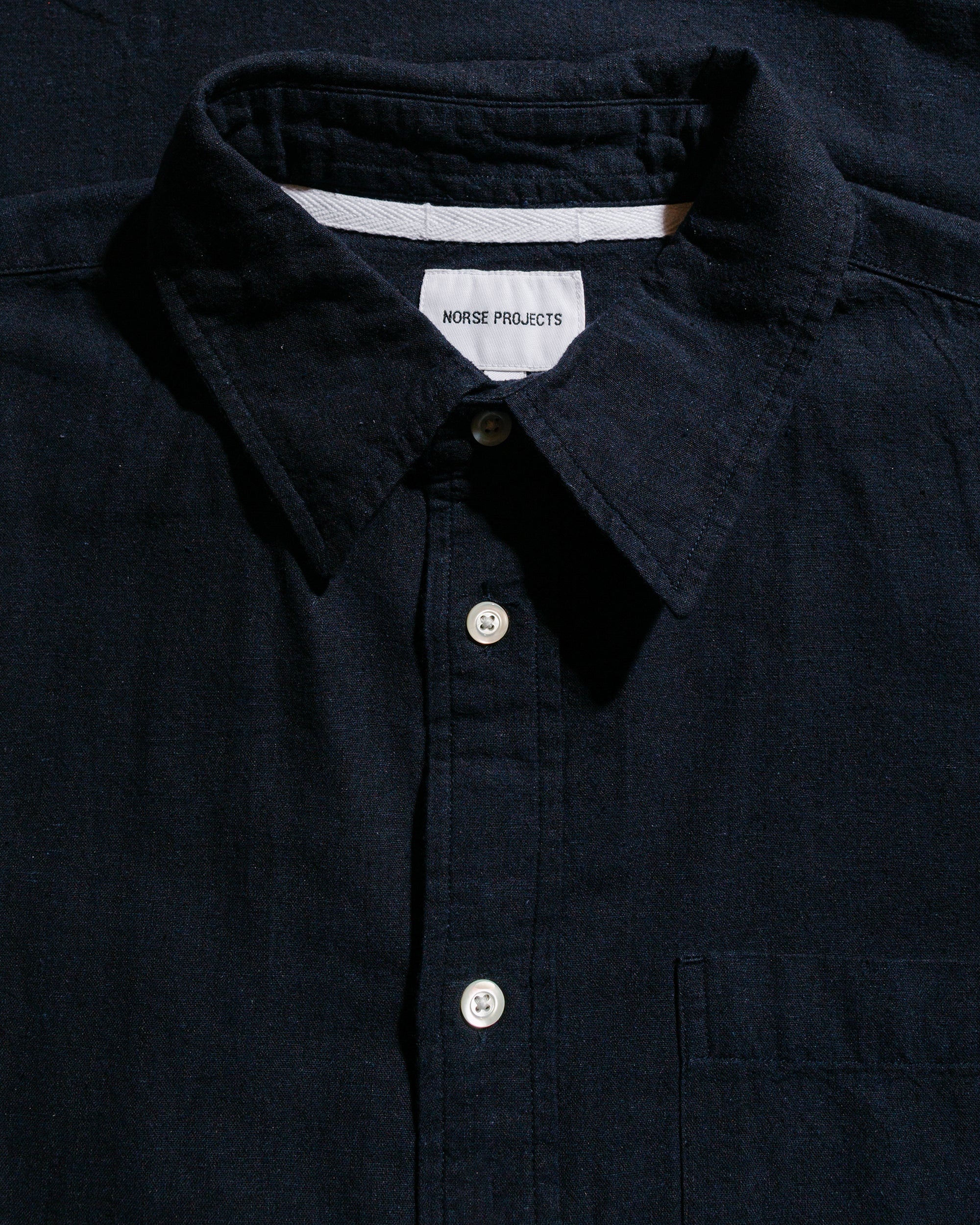 Algot Relaxed Cotton Linen Shirt Dark Navy - 5