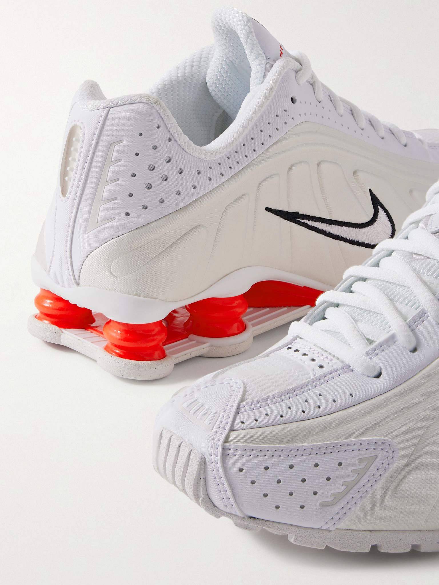 Shox R4 rubber-trimmed shell sneakers White - 4
