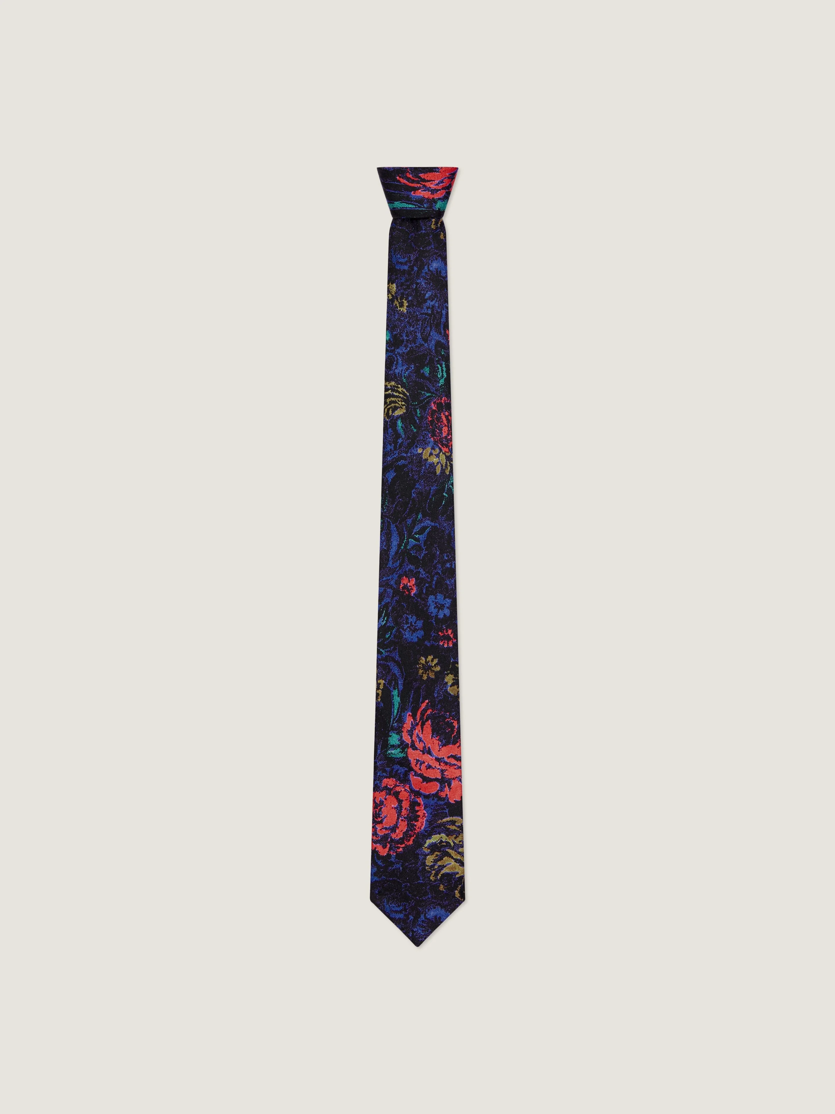 TIE IN SILK WITH FLORAL PRINT - 1