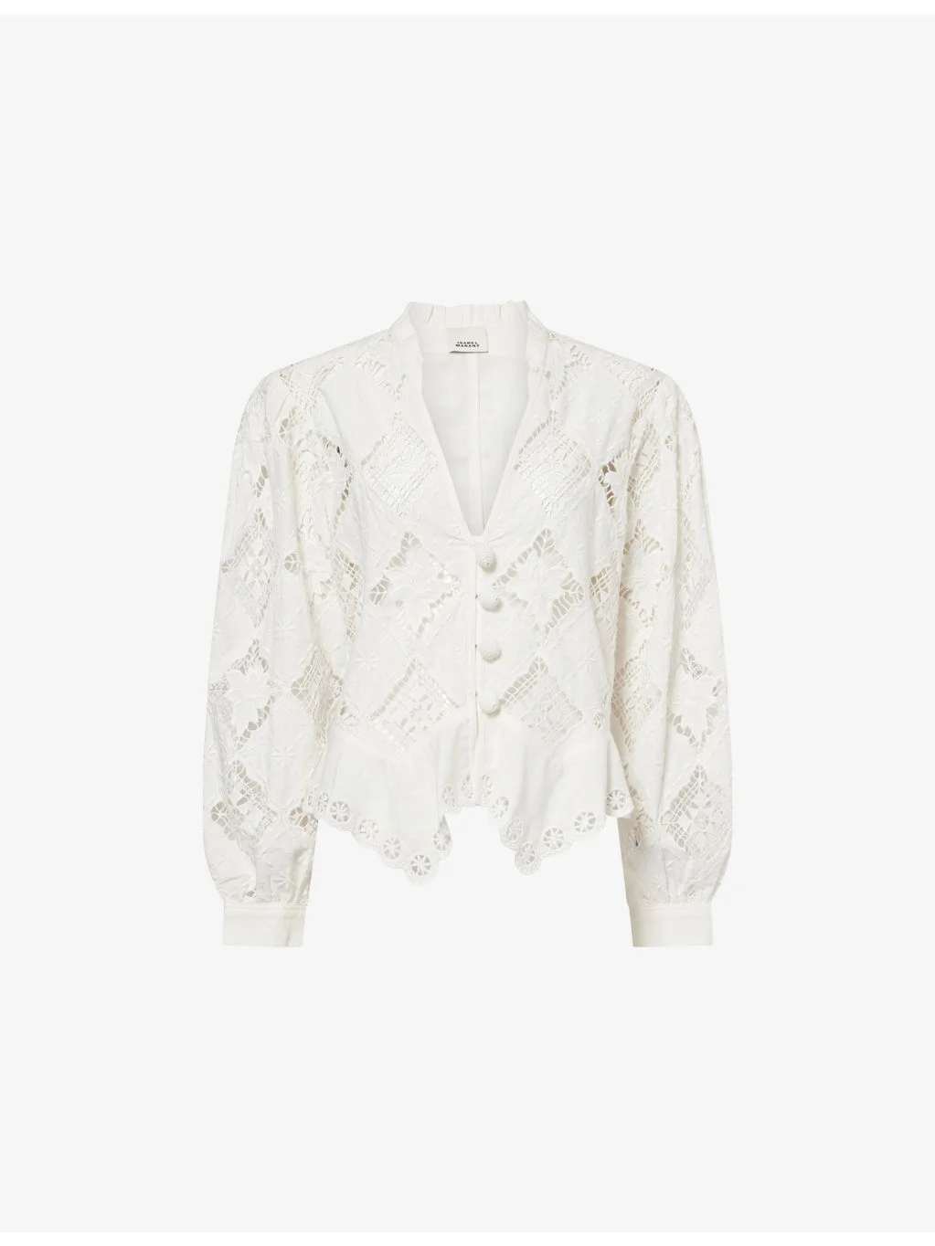 Nina Open-Cut Embroidered Cotton And Linen Top - 1