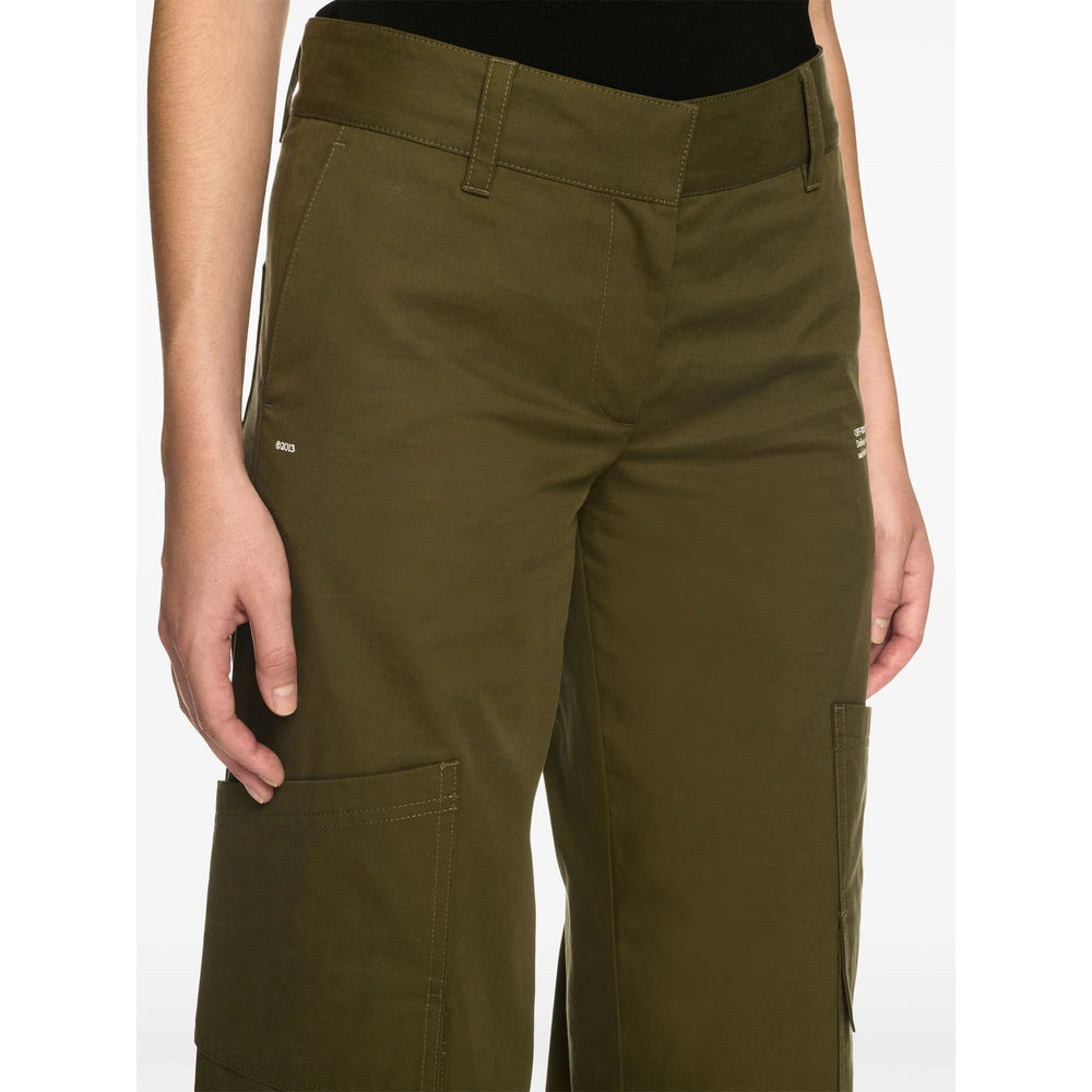 Off-White Green Trousers - Straight Trousers Women - 2