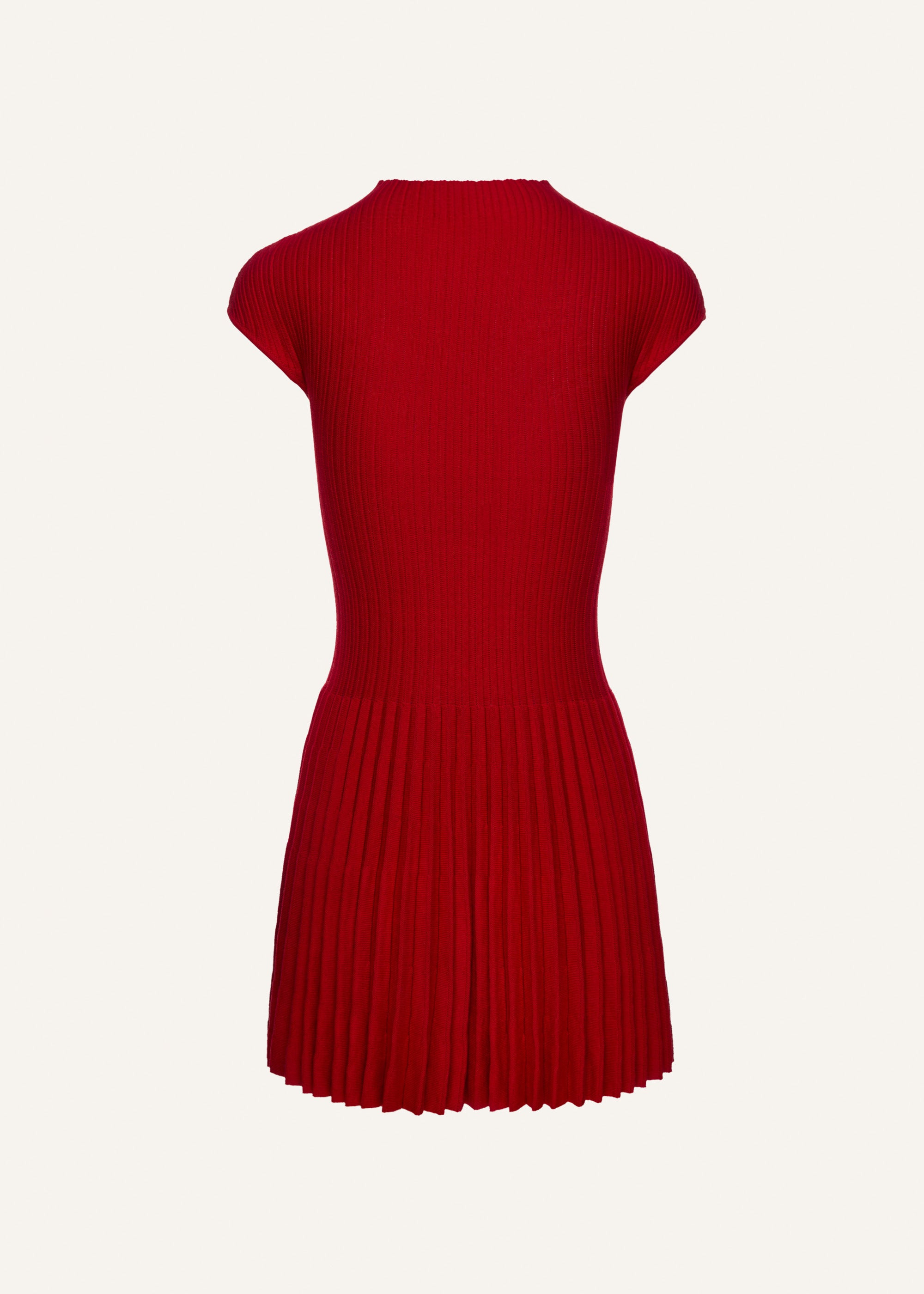 Ribbed knit high-neck skater dress in red - 2