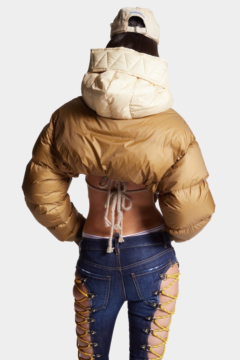 NYLON EXTREME CROPPED PUFFER HOODIE JACKET - 4