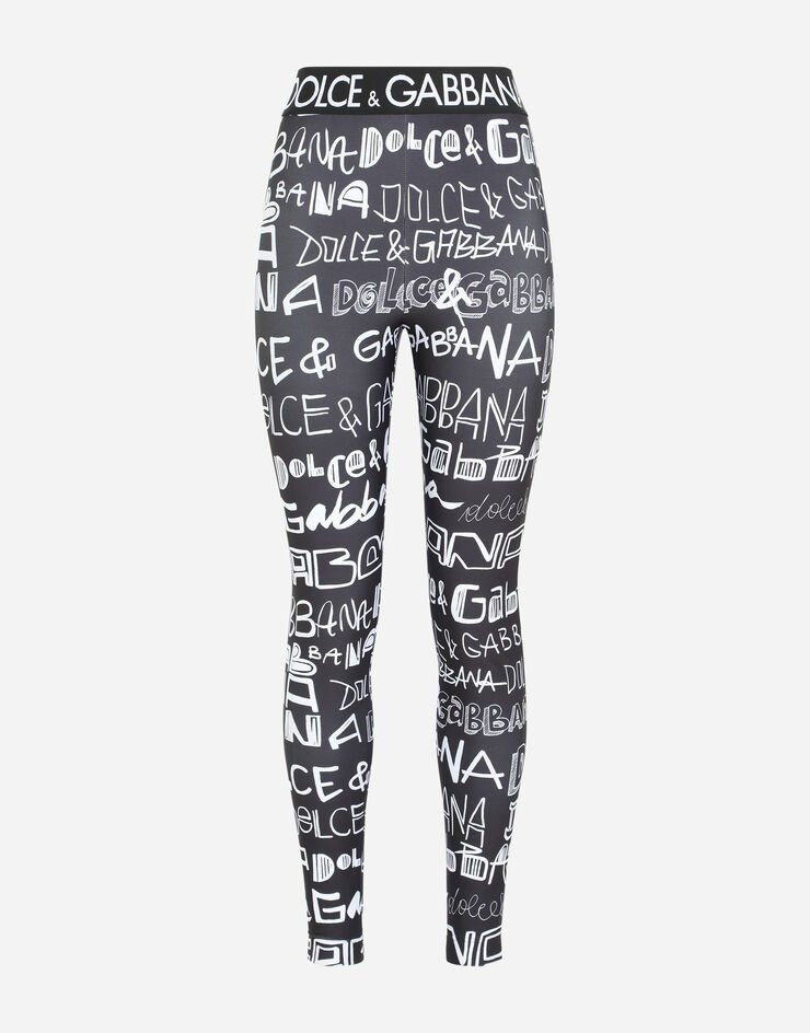 Spandex jersey leggings with DG graffiti print - 3