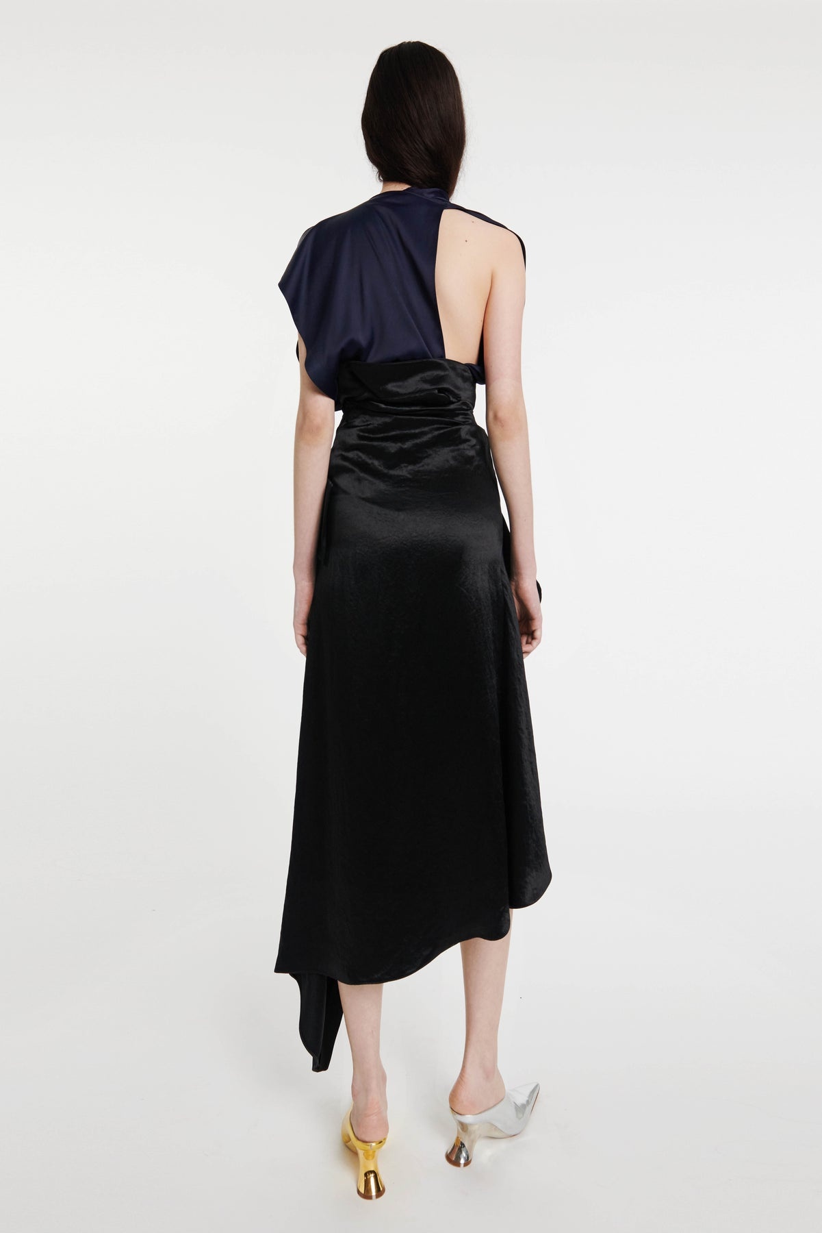 DECONSTRUCTED SHIRT SKIRT WITH SLEEVE BELT BLACK - 3