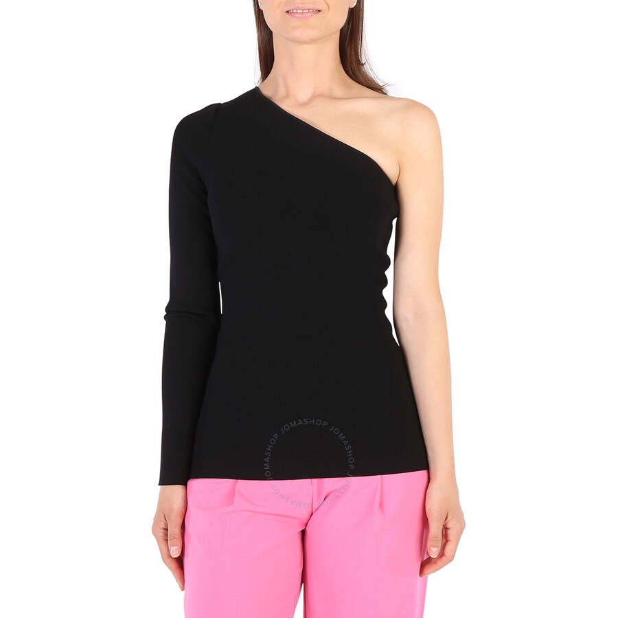 Victoria Beckham Ladies Black One Shoulder Ribbed Top - 3