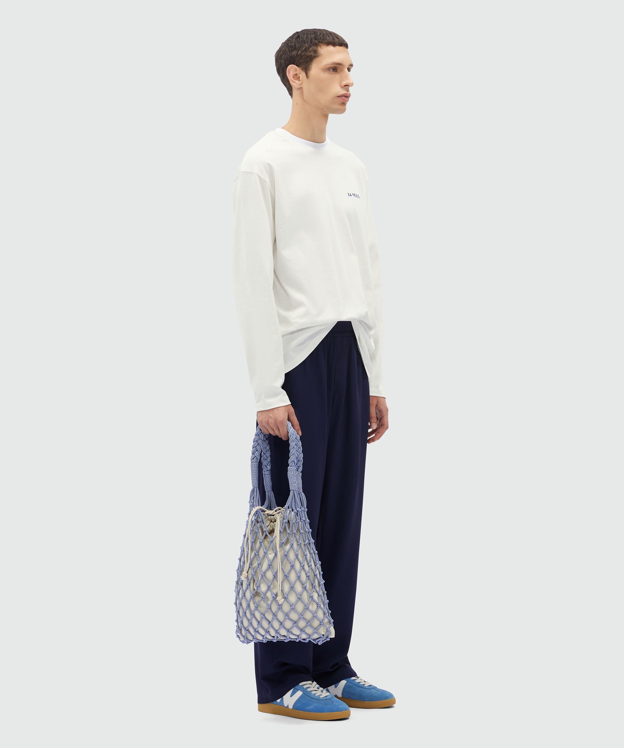 Blue fluid viscose trousers - 4