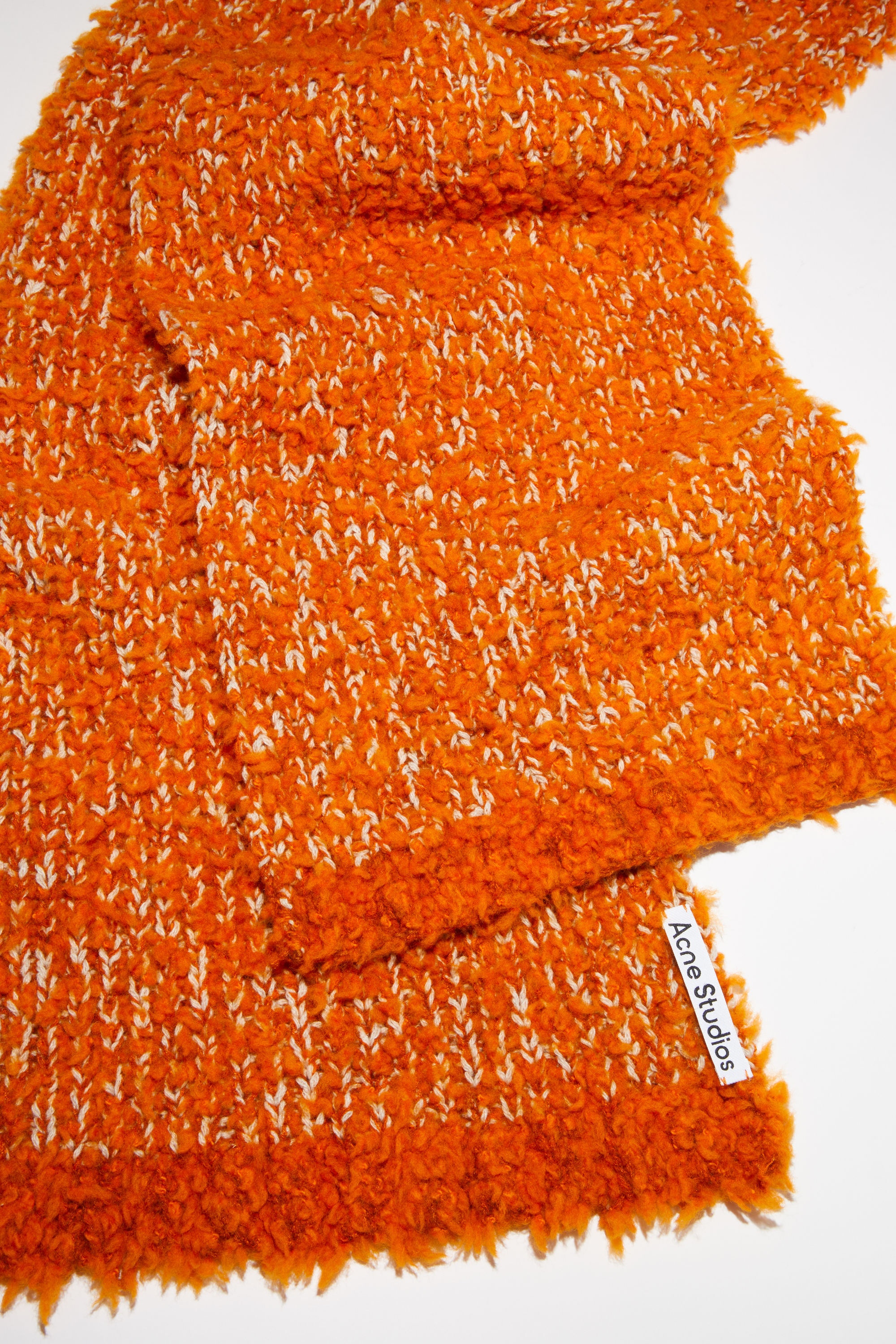 Tufted wool-blend scarf - Orange - 4
