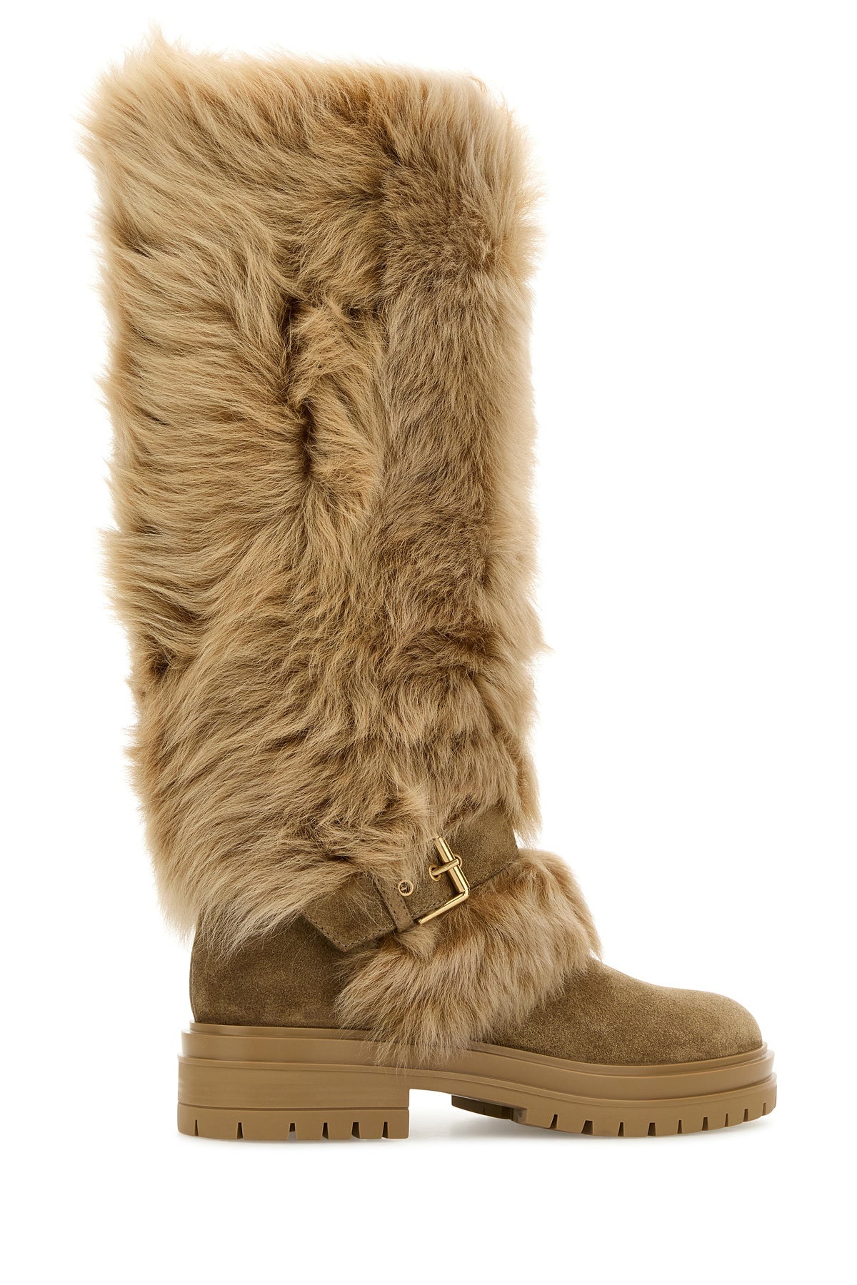 Camel suede and fur Maverick boots - 3