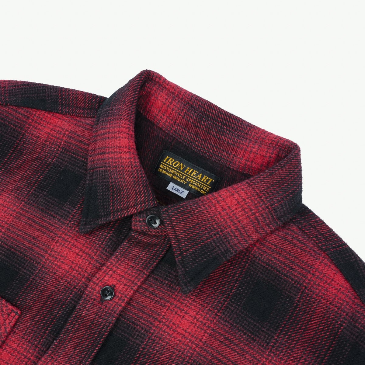 IHSH-265-RED Ultra Heavy Flannel Ombré Check Work Shirt - Red/Black - 6