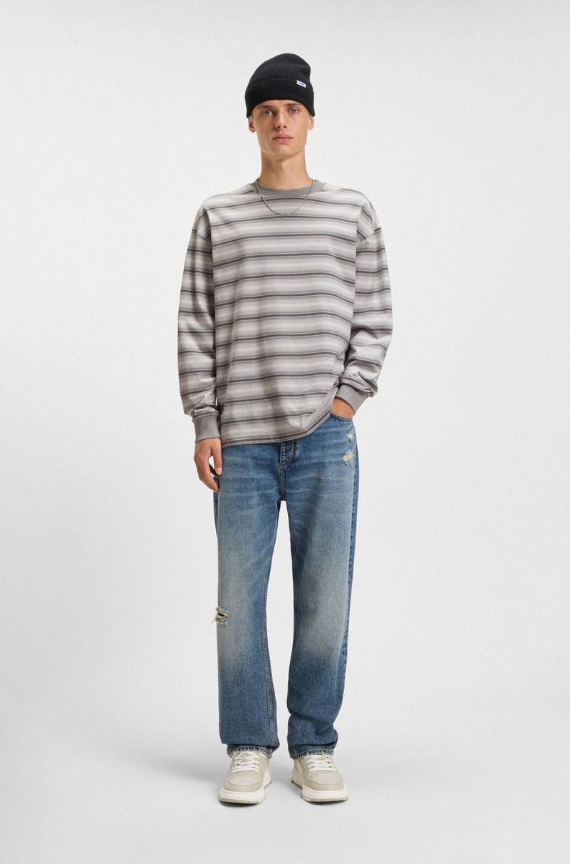 HUGO LOOSE-FIT COTTON T-SHIRT WITH HORIZONTAL STRIPES outlook