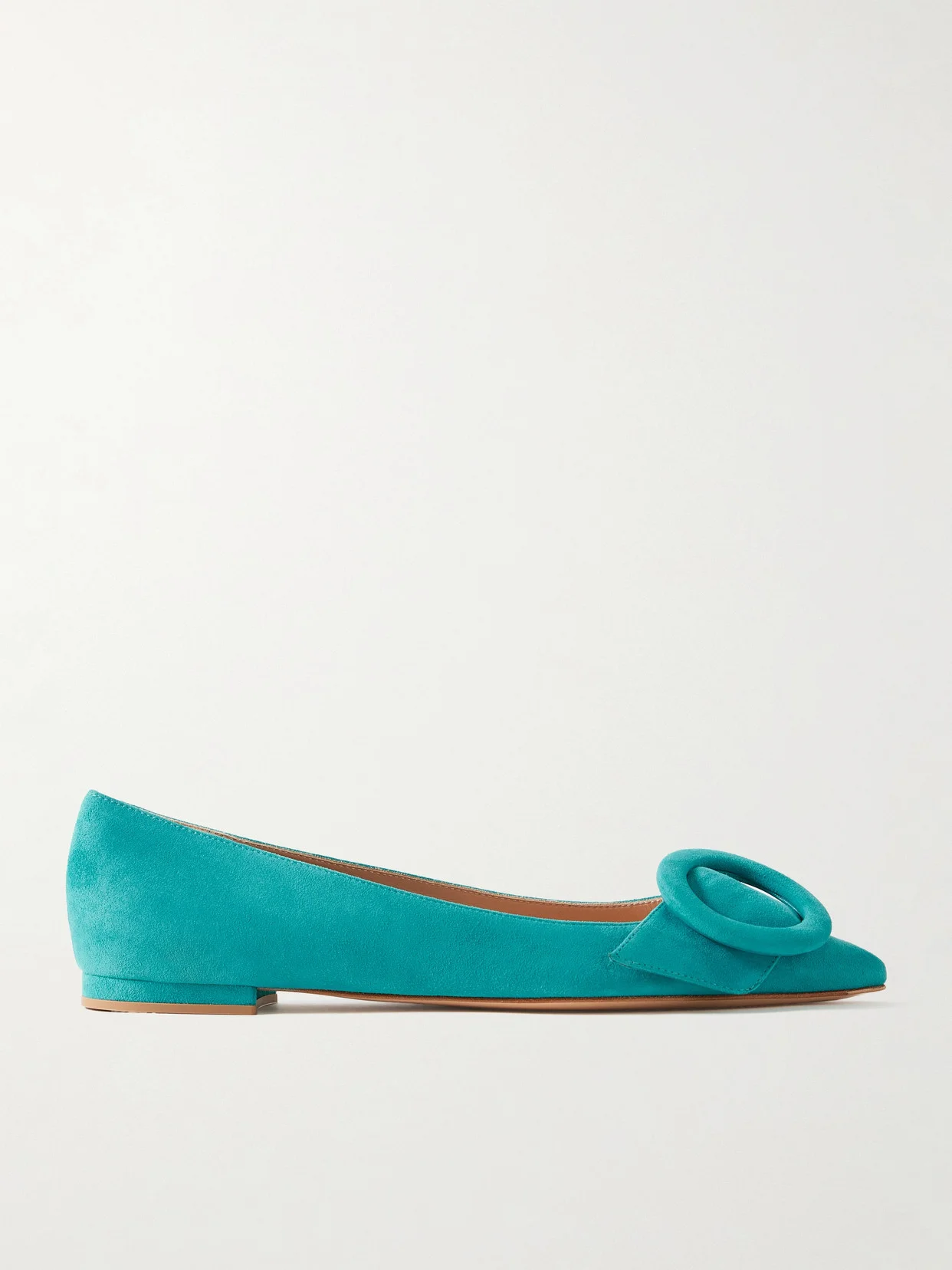 Buckled Suede Point-toe Flats - 1