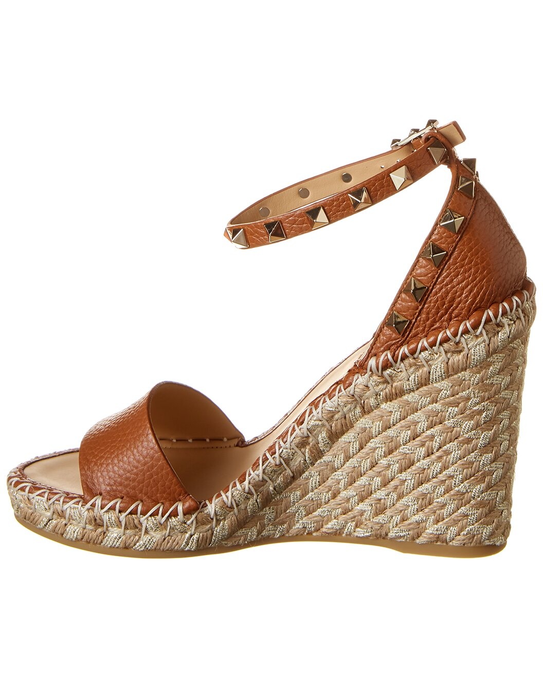 Valentino Rockstud 95 Grainy Leather Wedge Sandal - 2