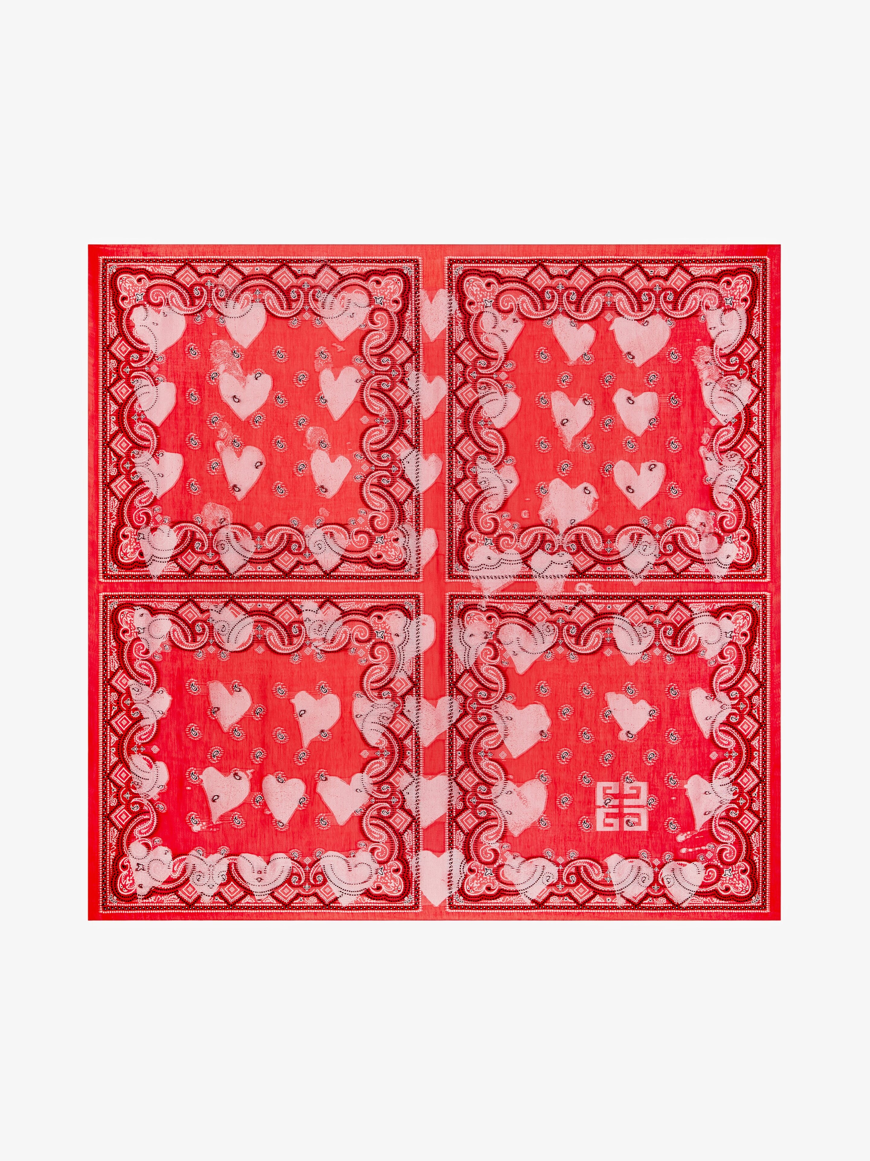 LARGE SCARF IN COTTON WITH STENCIL EFFECT HEART PRINT - 3