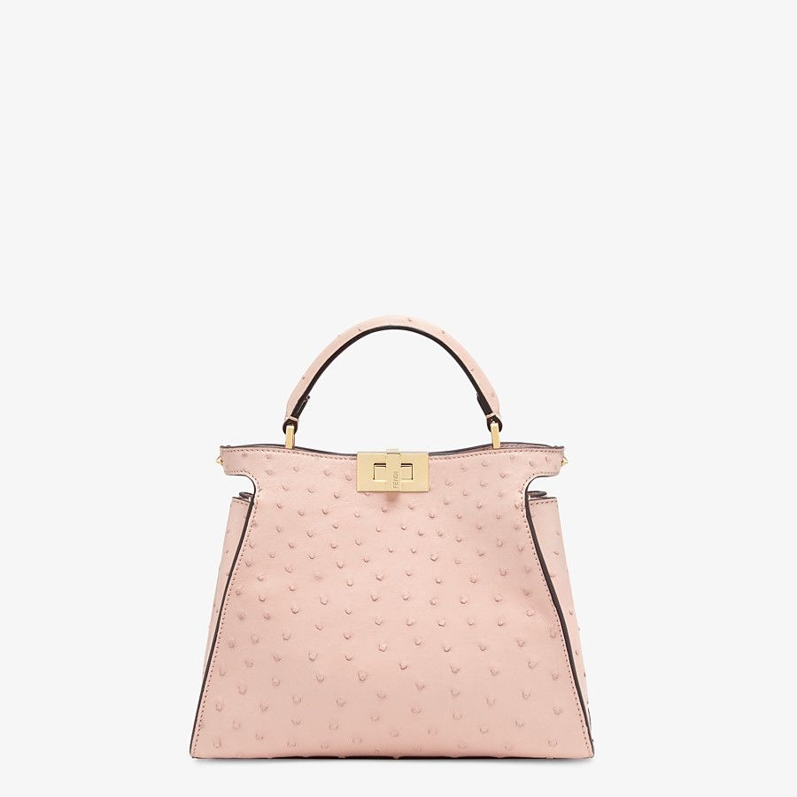 Pink ostrich leather bag - 1