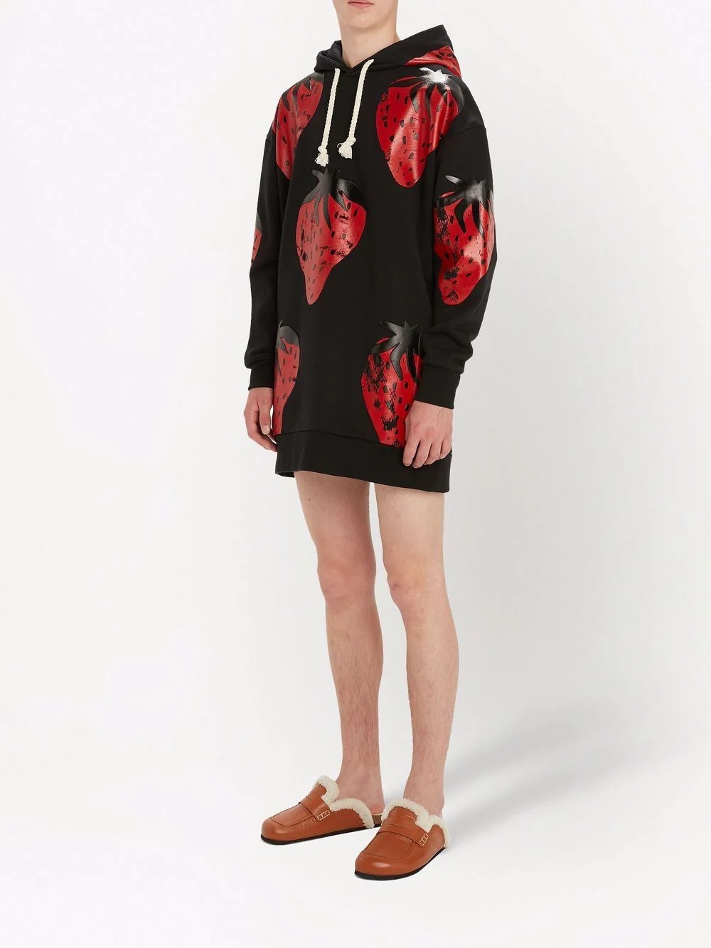 strawberry-print cotton hoodie - 4