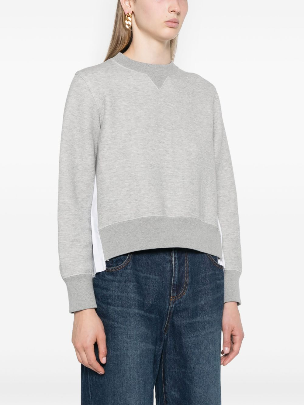 Sacai Women Cotton And Nylon Crewneck Sweater - 4