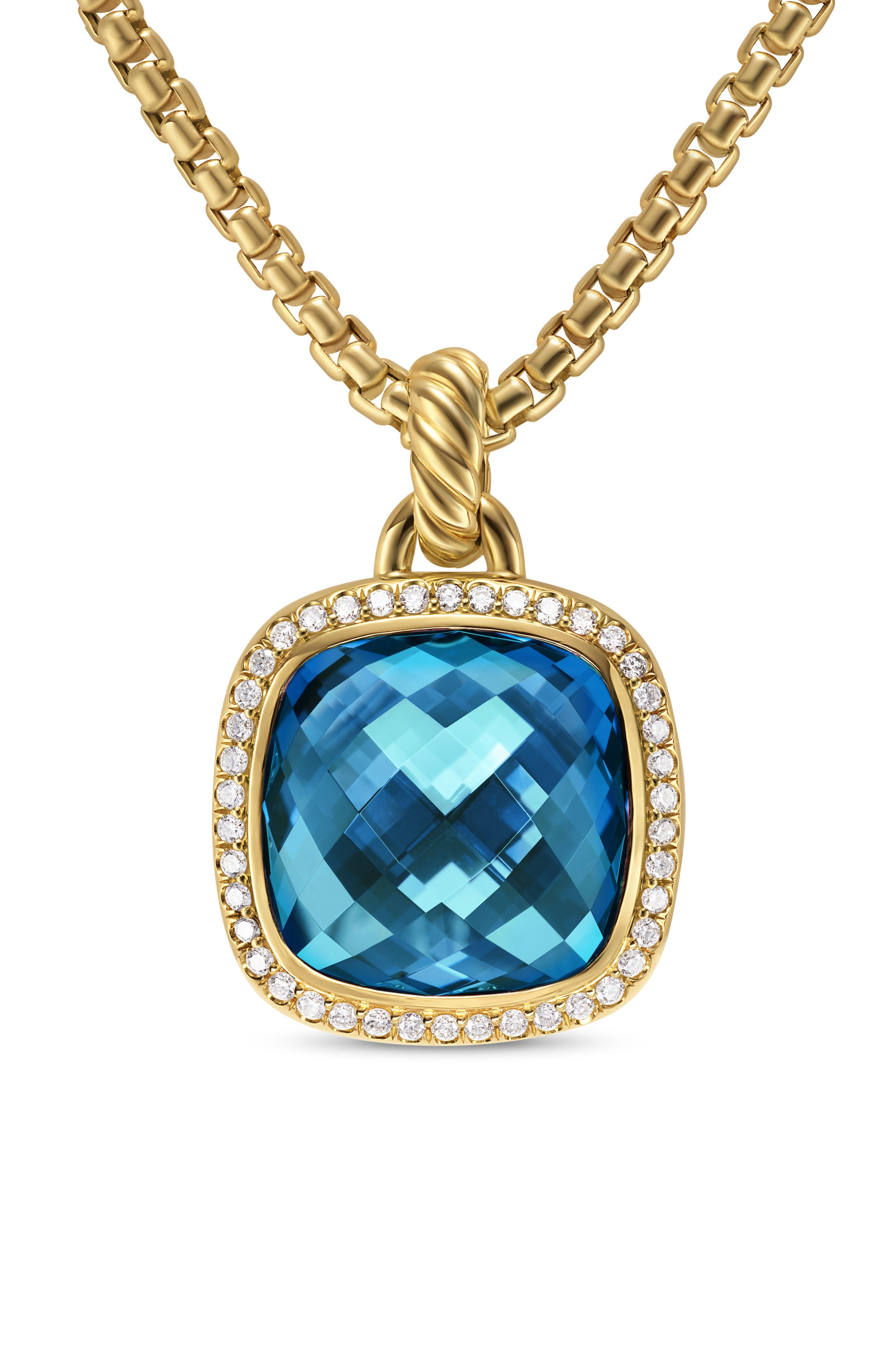 David Yurman Albion® Pendant in 18K Yellow Gold with Diamonds, 15mm in Blue Topaz at Nordstrom - 1