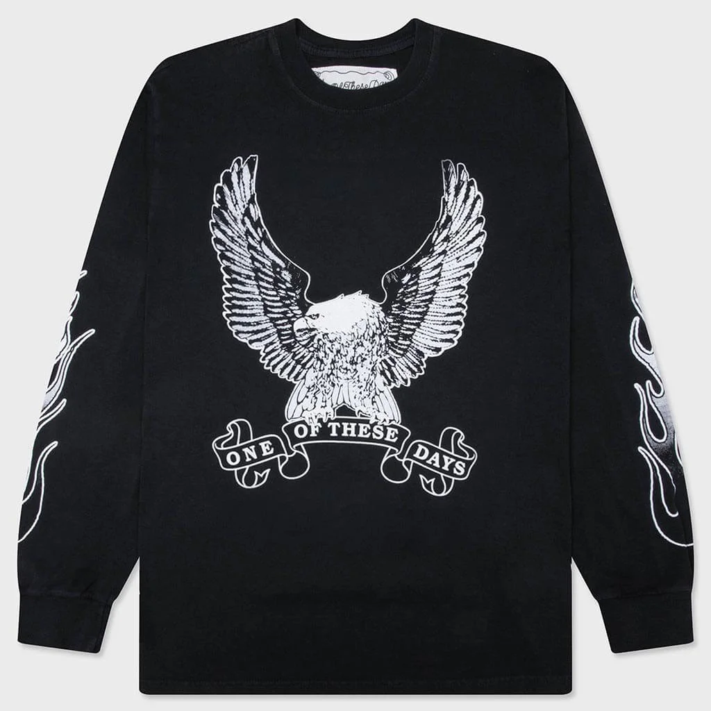 AN AMERICAN ORIGINAL L/S T-SHIRT - WASHED BLACK - 1