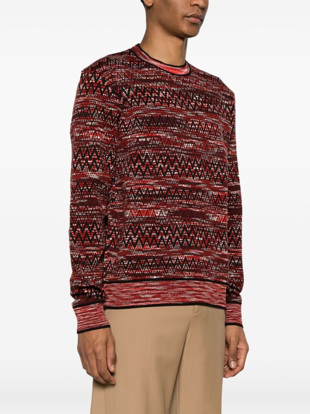 zigzag crew-neck jumper - 3