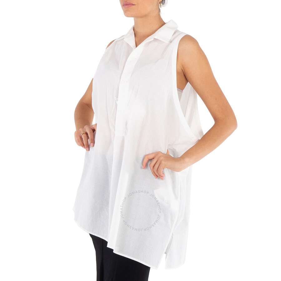 Y'S Ladies White Dropped No Sleeves Blouse, Brand Size 2 (Small) - 4