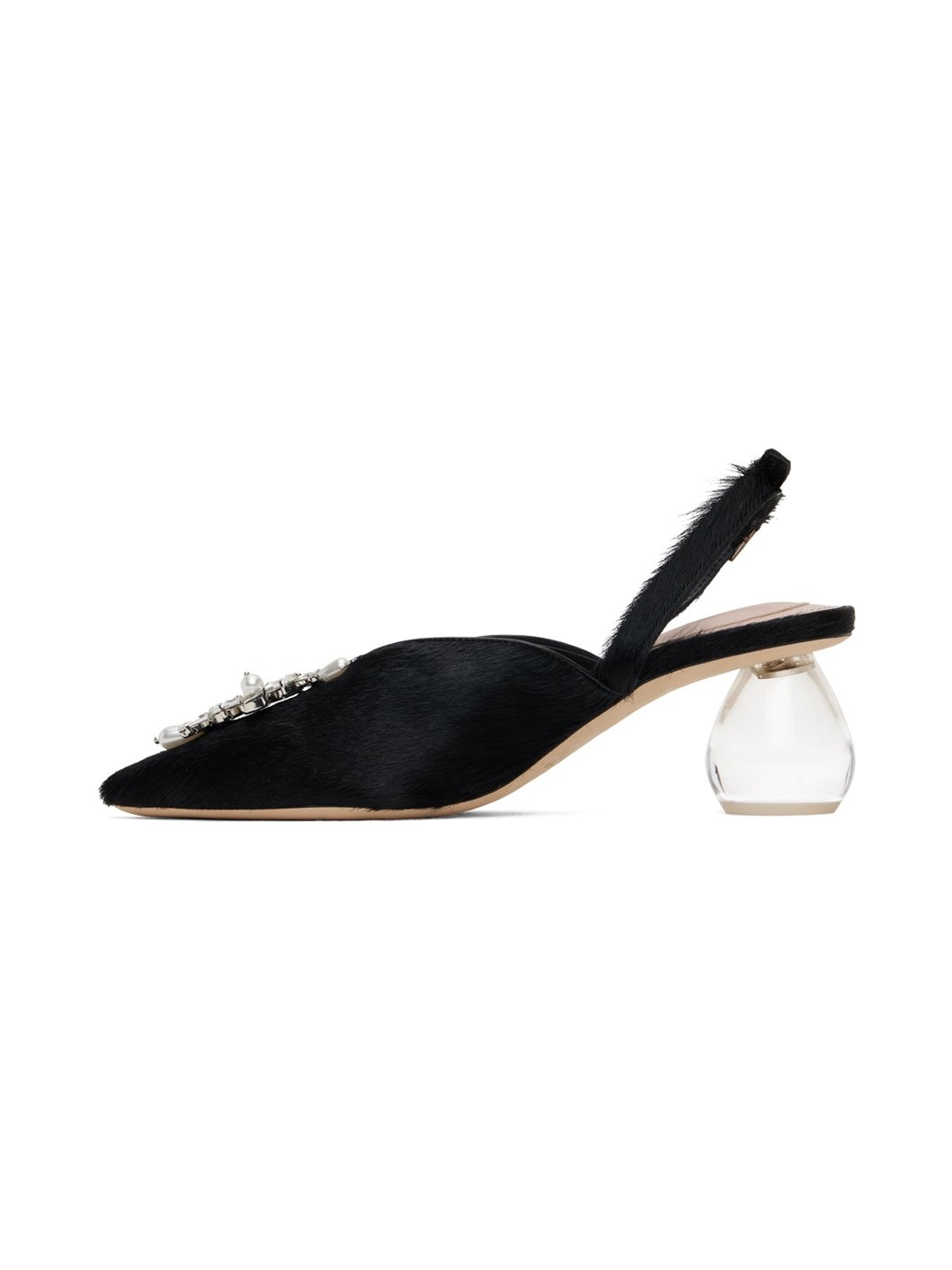 Black Pointed Slingback Heels - 3