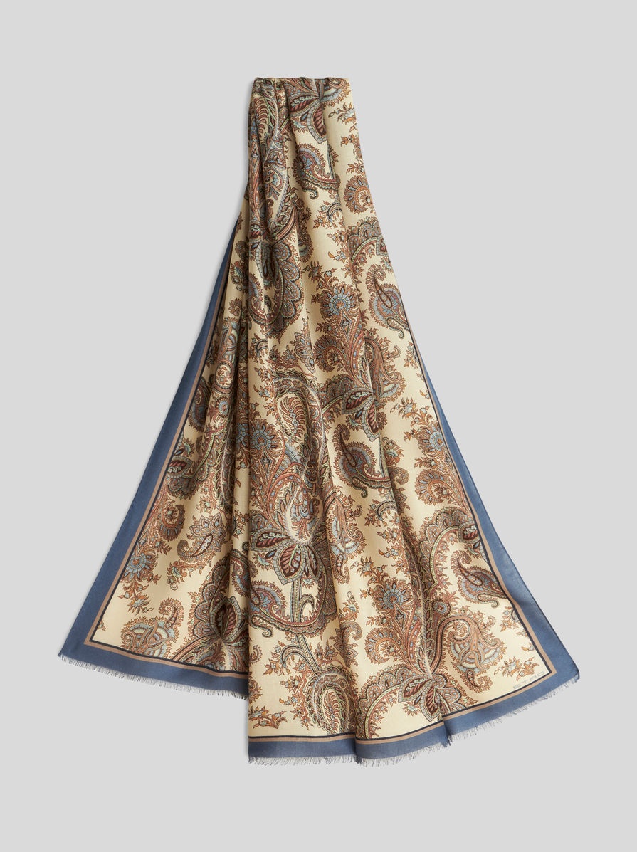 PAISLEY CASHMERE AND SILK SCARF - 1