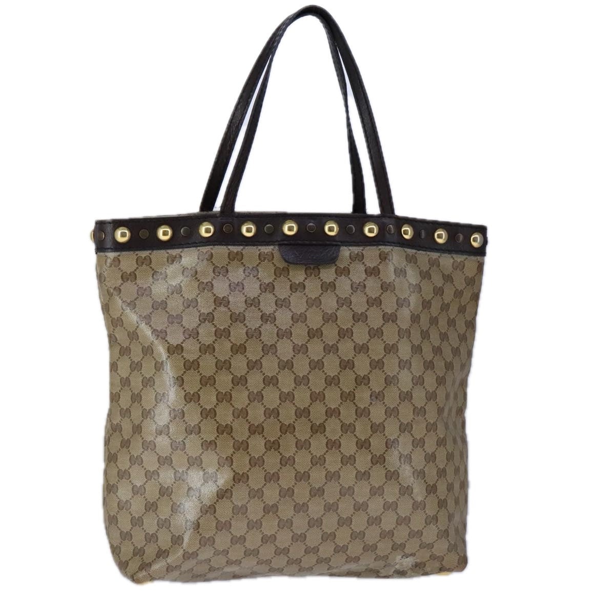 GUCCI GG Crystal Tote Bag Coated Canvas Beige Gold - 1