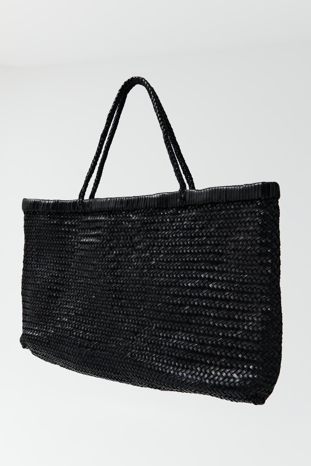 Wide Bagu Woven Tote - Black - 2
