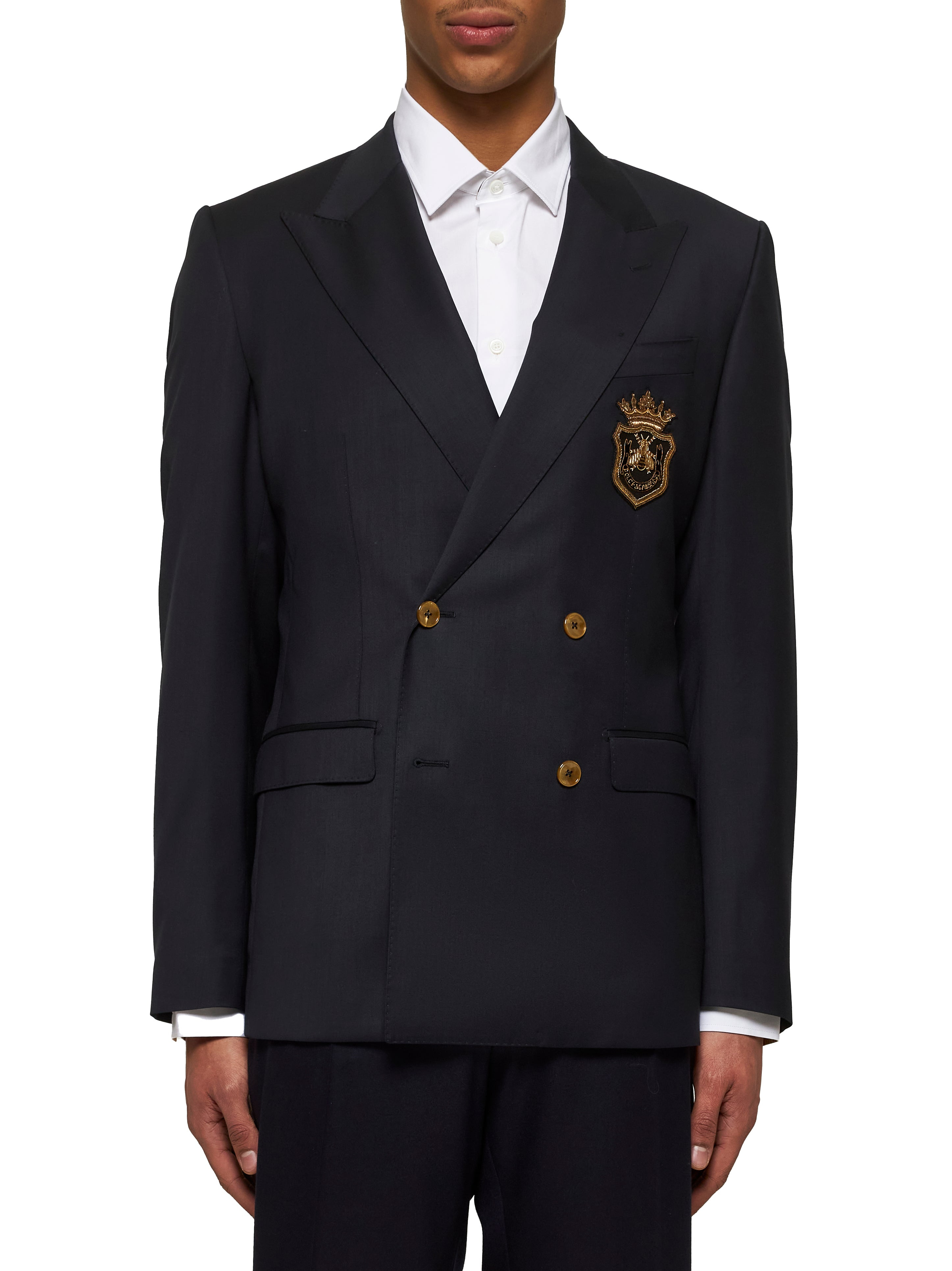 Blue wool double-breasted blazer - 3