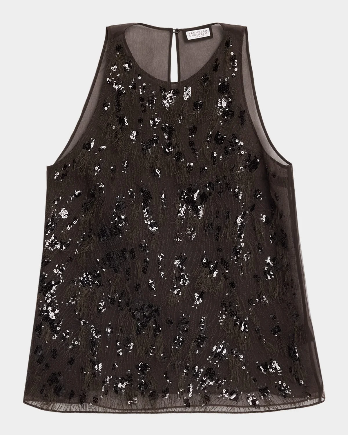 Animalier Embroidered Silk Tank Top - 1