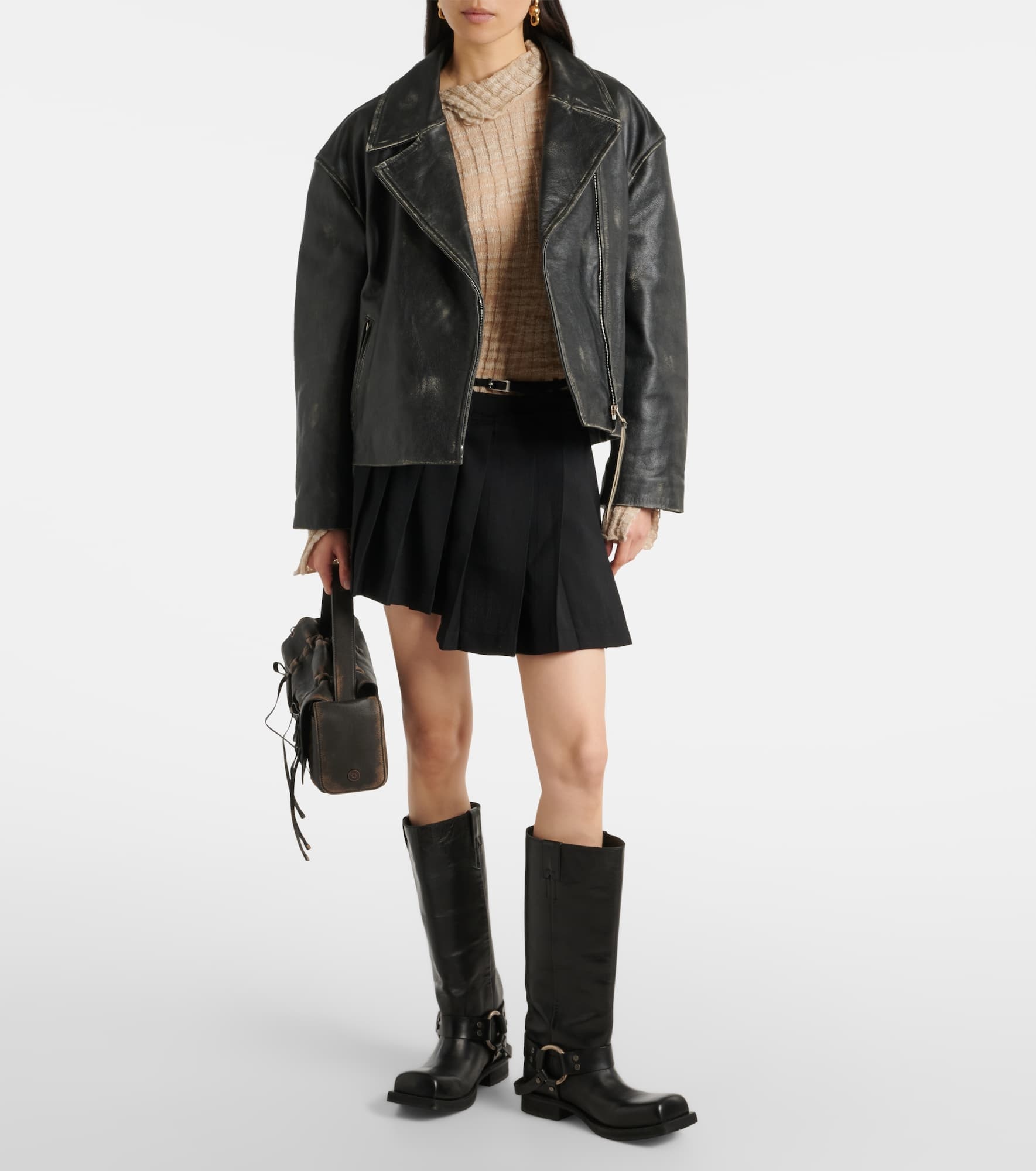 Leather biker jacket - 2