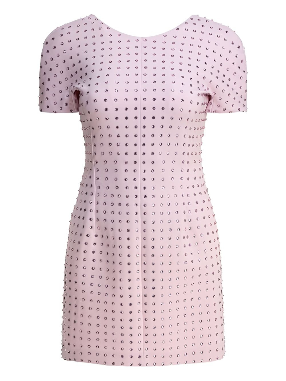 crystal-embellished short-sleeved mini dress - 1