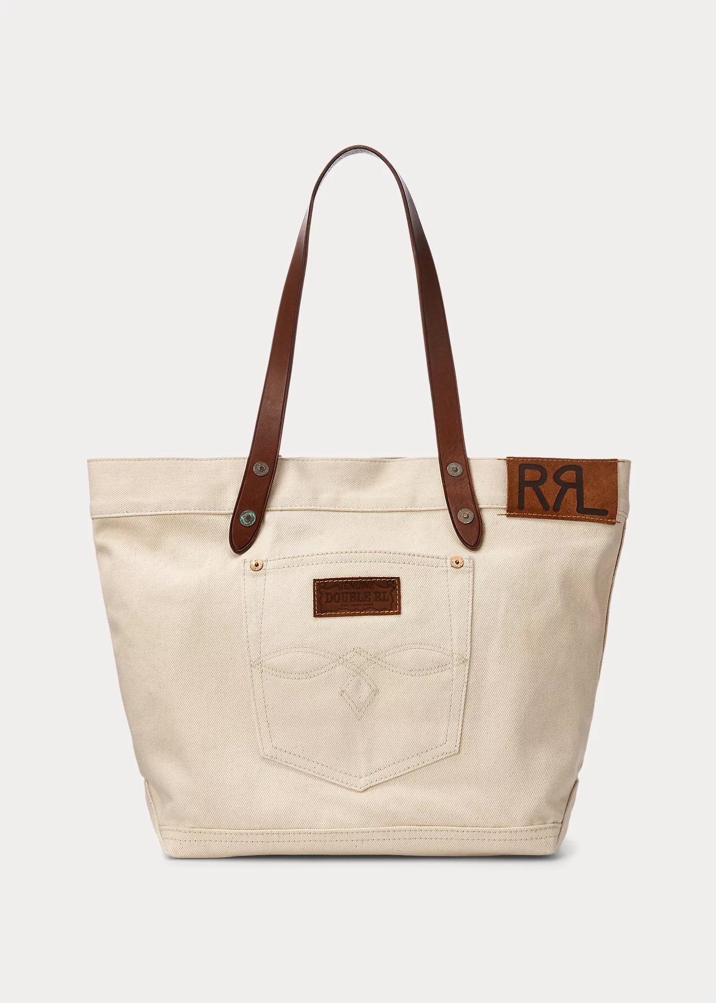 Leather-Trim Twill Tote - 1