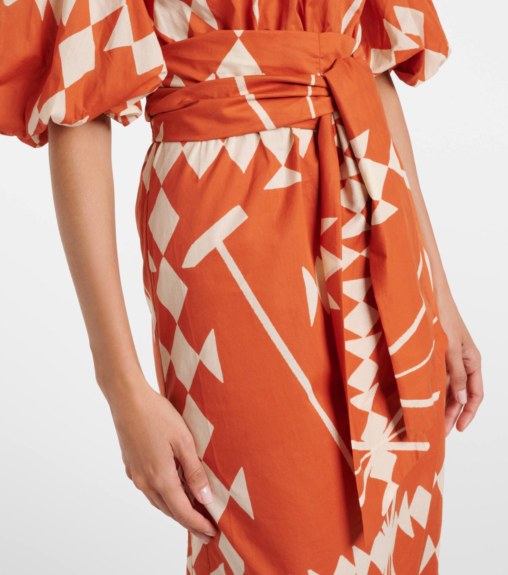 Printed cotton poplin midi dress - 5
