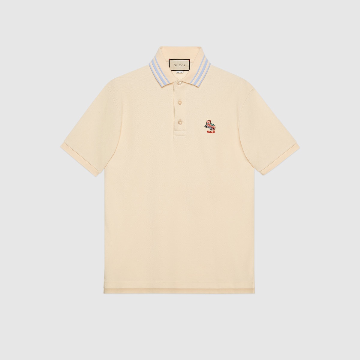 Cotton piquet polo with cat patch - 1