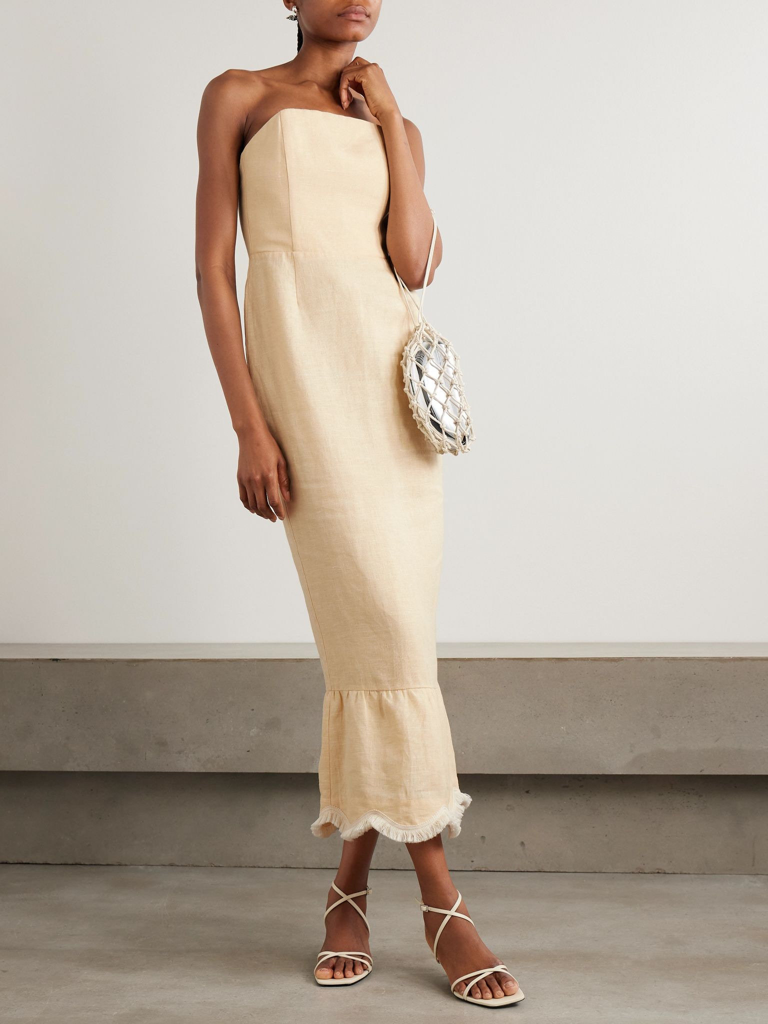 Essie fringed linen maxi dress Pastel yellow - 2