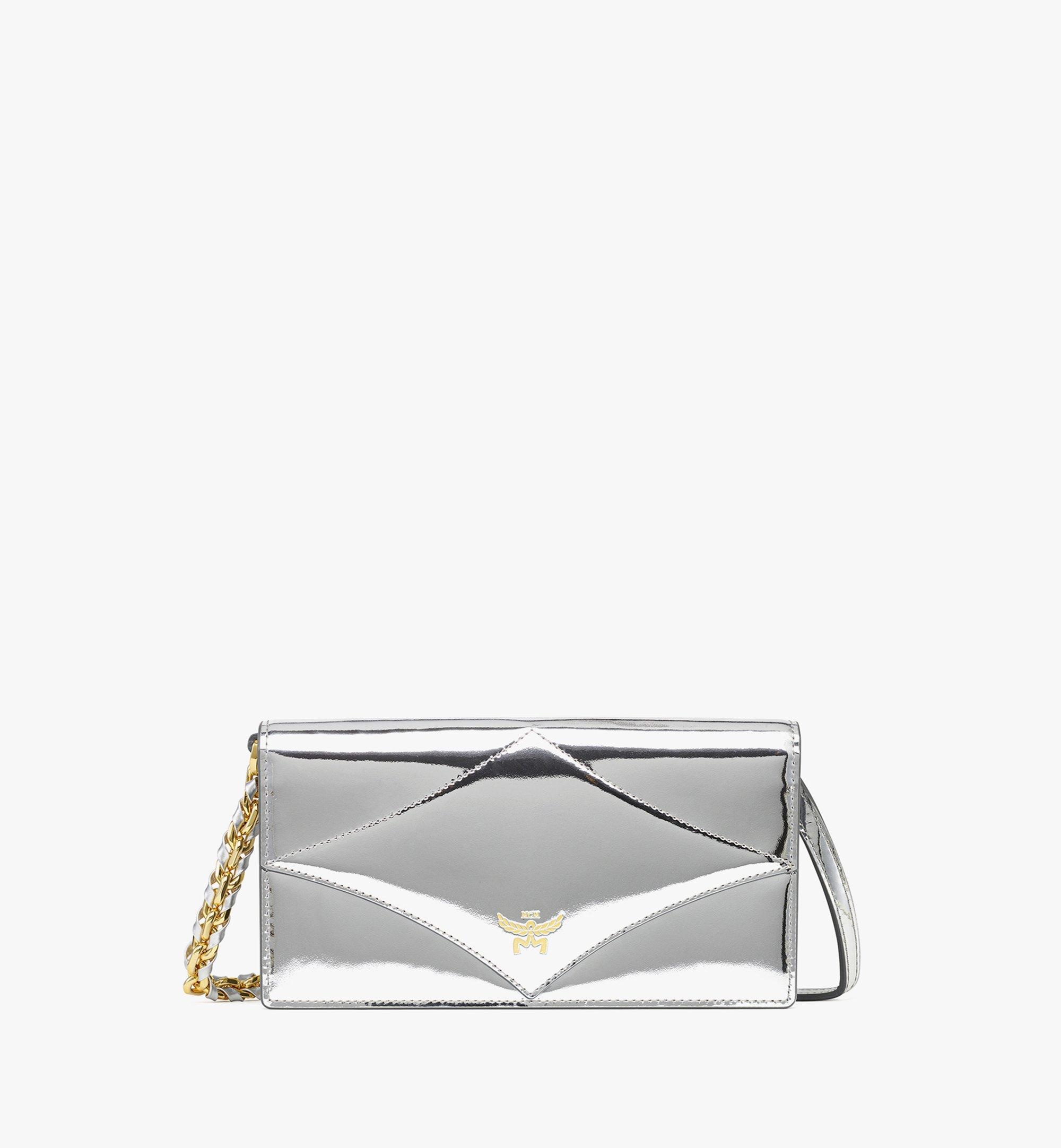 Diamond Chain Wallet in Metallic Mirror Leather - 1