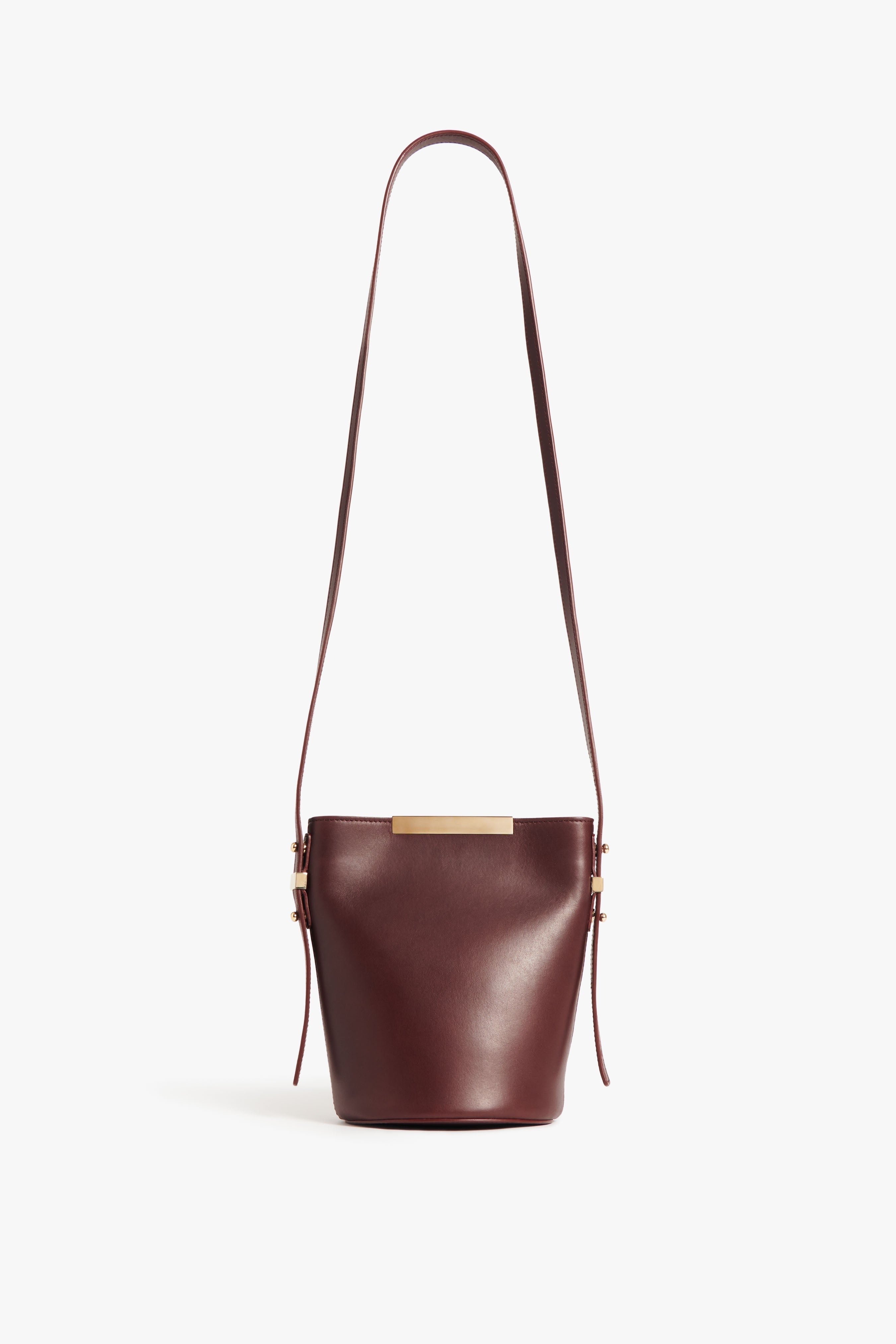 Mini Bucket Bag In Burgundy Leather - 5
